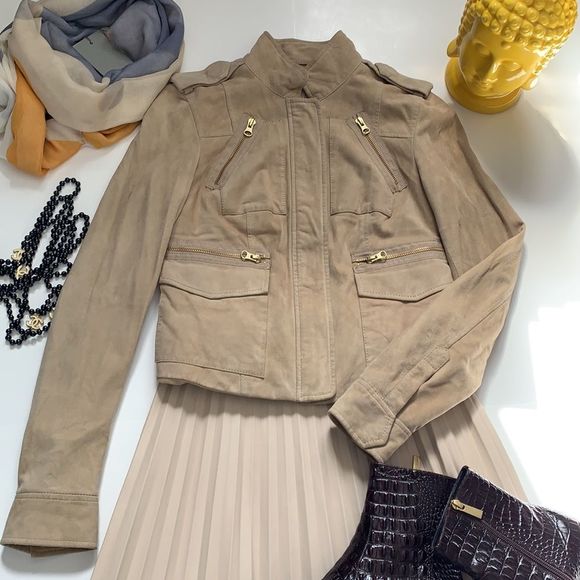 Adam Lippes suede beige jacket size 2 or XS - Picture 2 of 12
